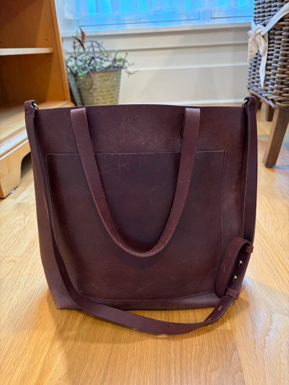 Madewell Transport tote, burgundy 100% leather - Picture 2 of 6